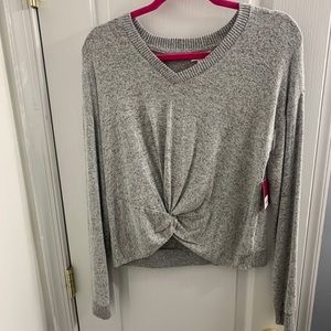 Gray sweater with knot detail